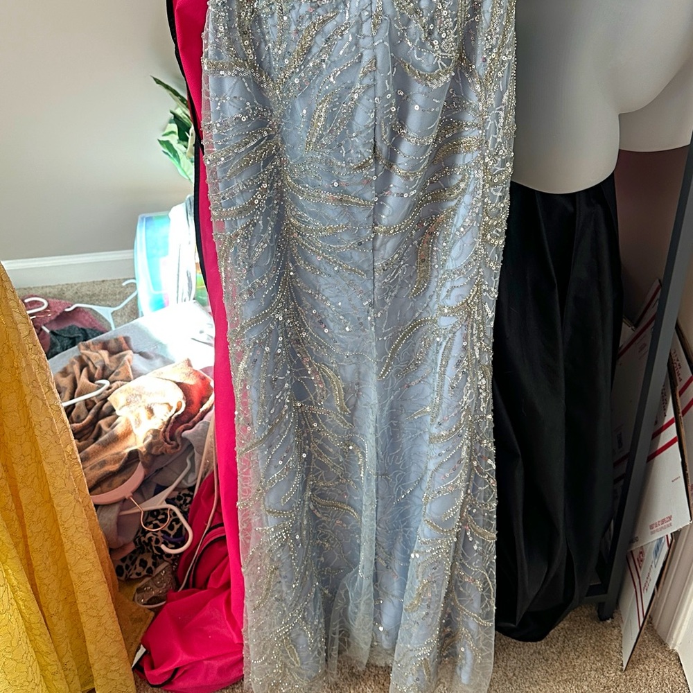 NWT Mac Duggal Stunning Cinderella Blue Rhinestoned Gown - Picture 4 of 5